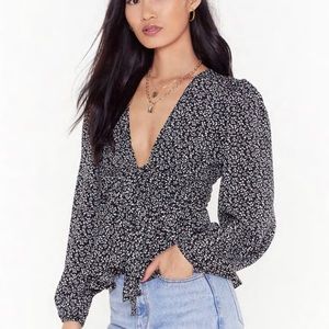 Floral Tie Blouse